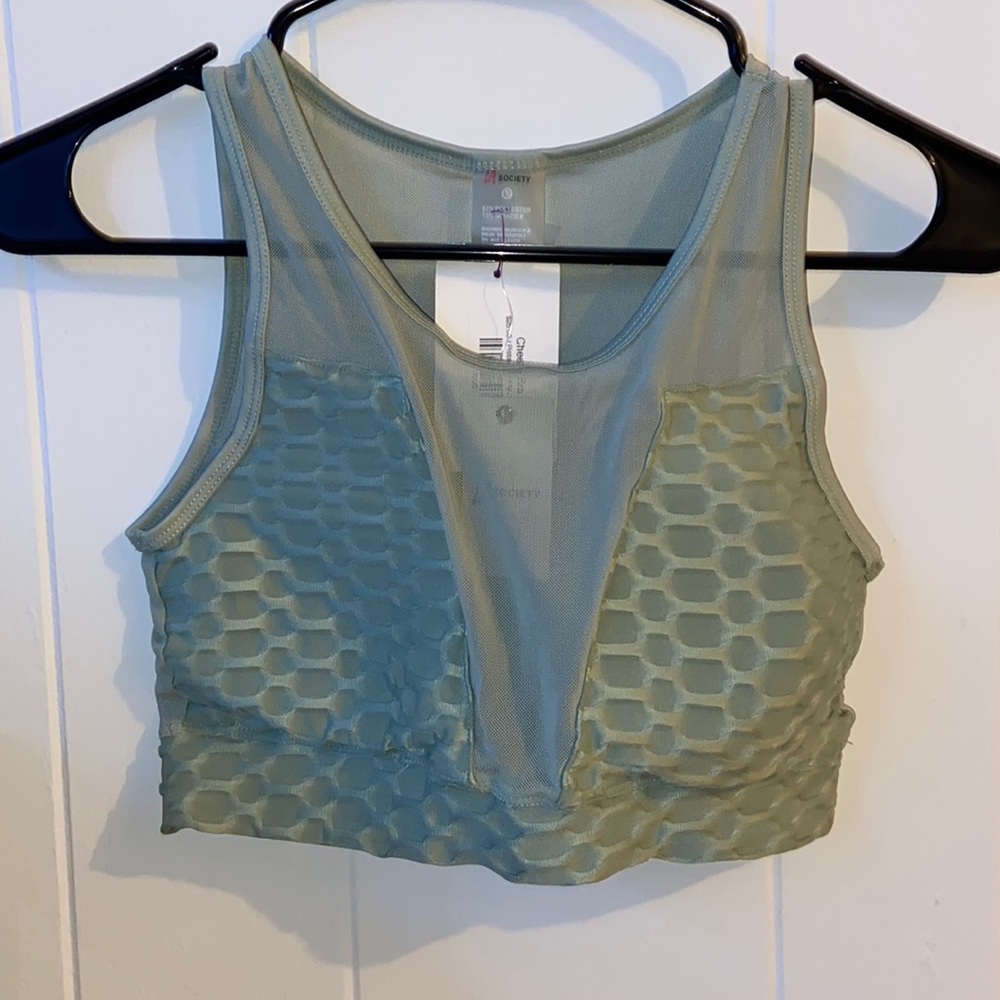 Pistachio mesh sports top